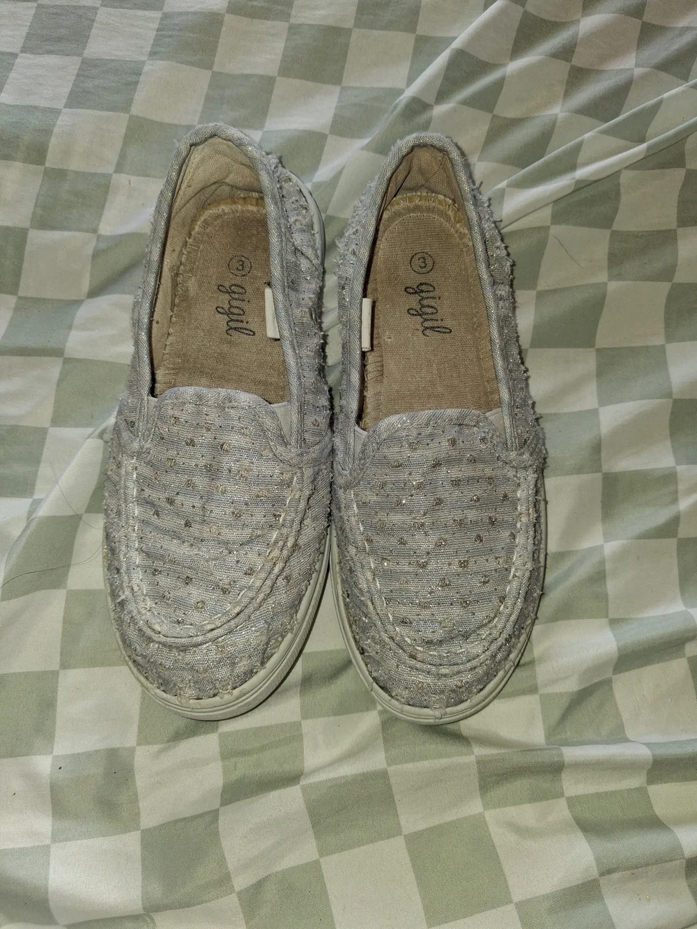 gigil Light Blue Slip-On Sneakers with Metallic Dots